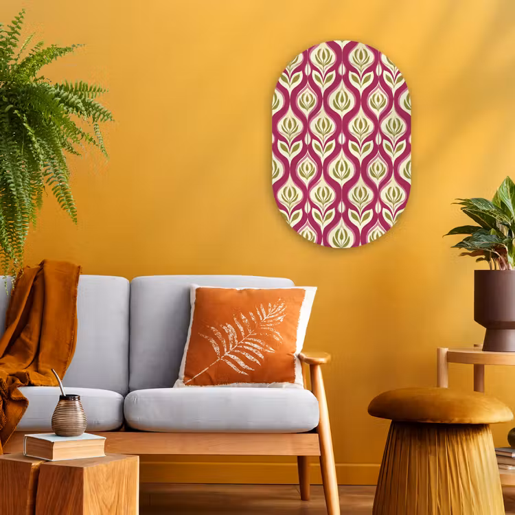 Retro - Floraal - Paars Wandcirkel Ovaal Forex klein 630 -sfeer4