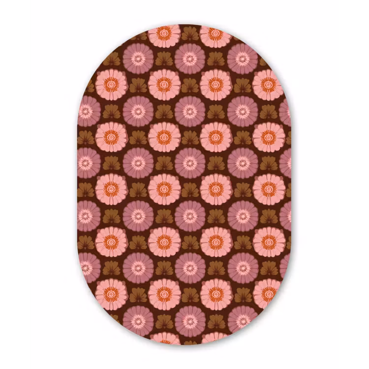 Retro - Madelief - Roze Wandcirkel Ovaal Forex klein 630 -3d
