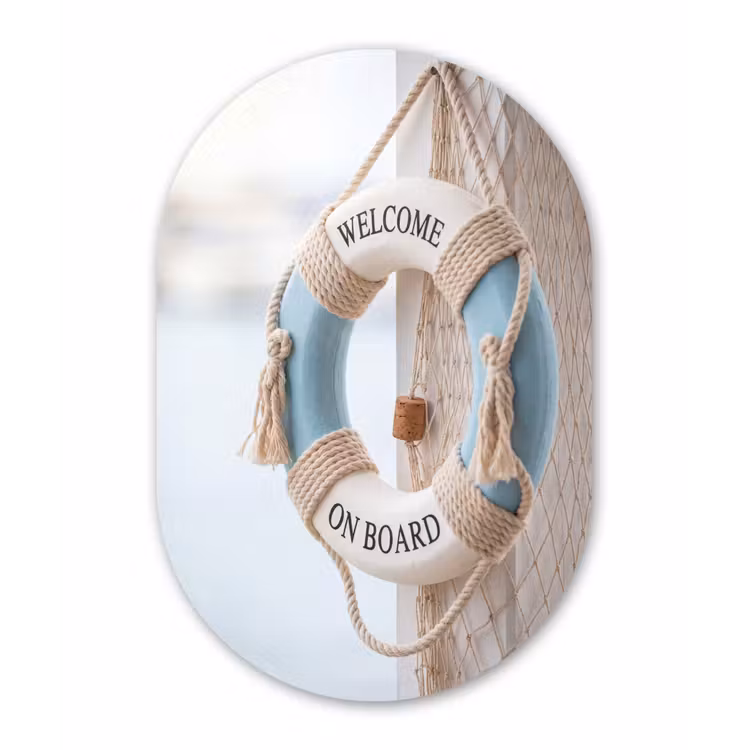 Reddingsboei - Maritiem - Welkom - Blauw - Wit Wandcirkel Ovaal Forex klein -3d