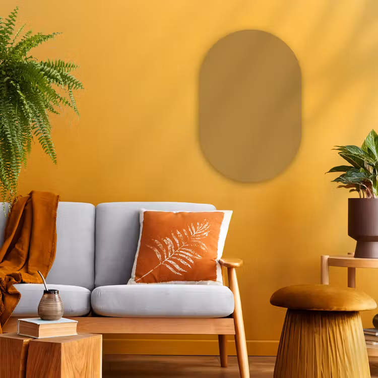 Rhythmic - Ochre - Geel Wandcirkel Ovaal Forex klein 630 -sfeer4