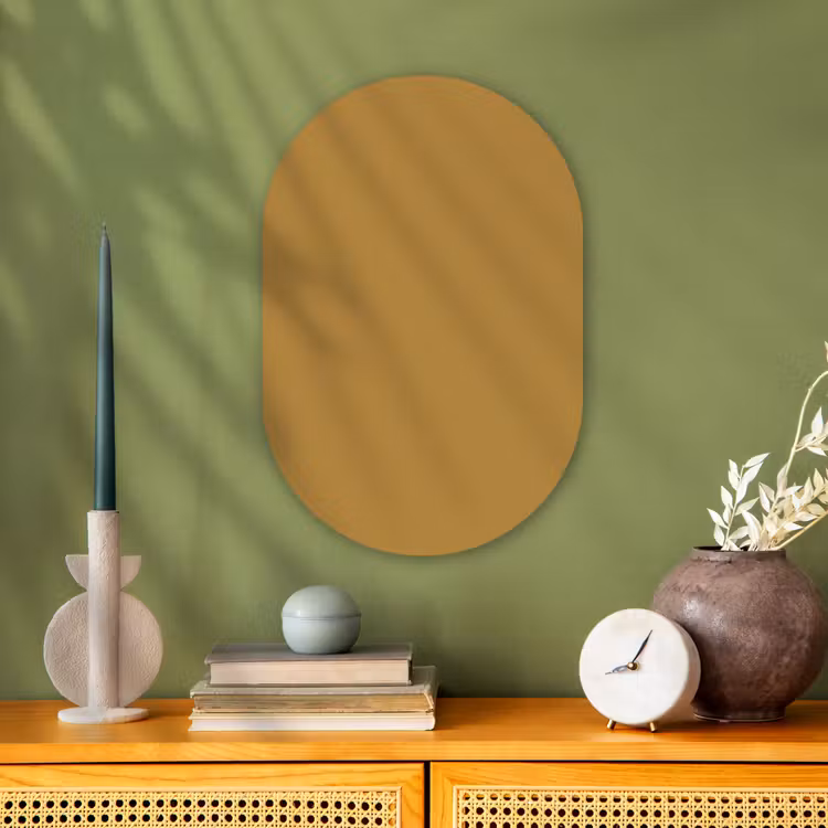 Rhythmic - Ochre - Geel Wandcirkel Ovaal Forex klein 630 -sfeer2