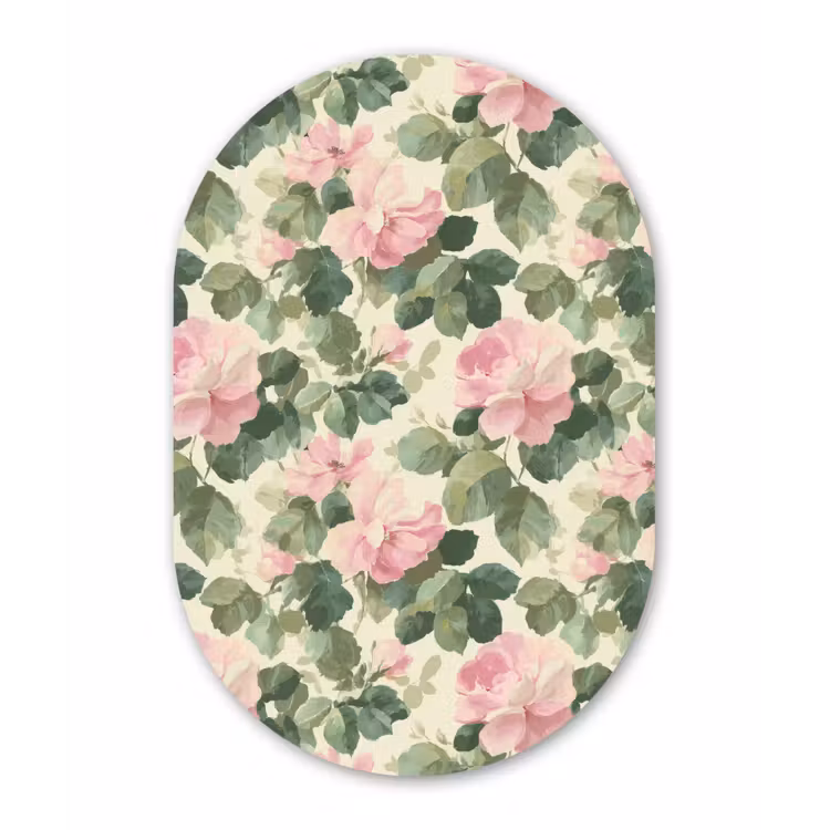 Rozen - Botanisch - Roze Wandcirkel Ovaal Forex klein 630 -3d