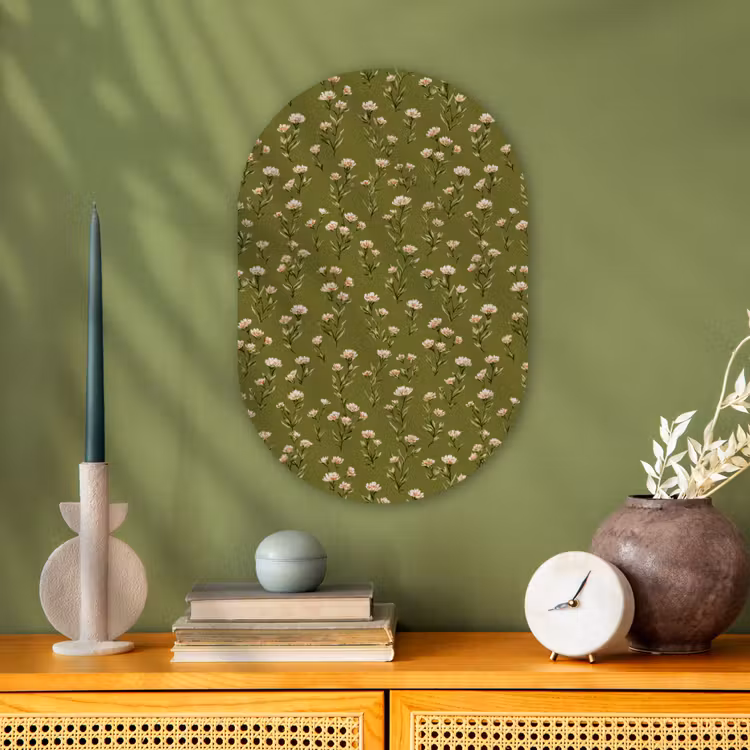 Landelijk - Bloemen - Groen Wandcirkel Ovaal Forex klein 630 -sfeer2