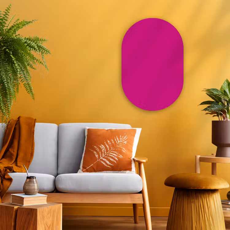 Velvet - Magenta - Roze Wandcirkel Ovaal Forex klein 630 -sfeer4