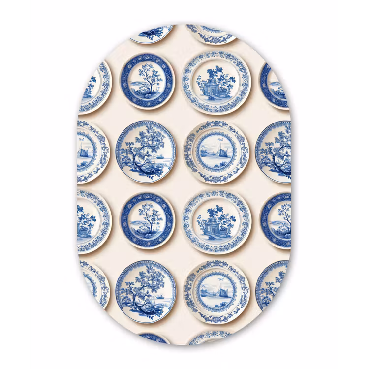 Borden - Bomen - Planten - Blauw Wandcirkel Ovaal Forex klein 630 -3d
