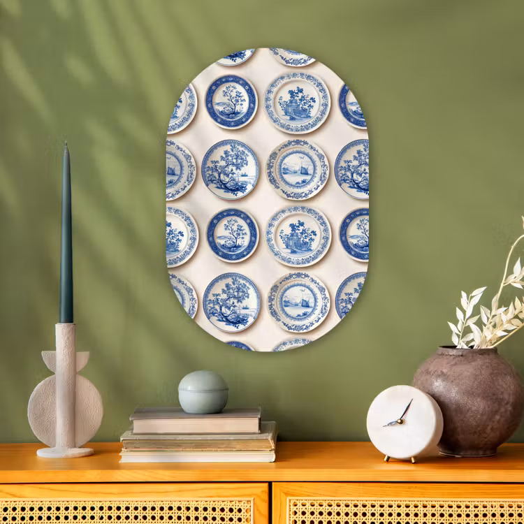 Borden - Bomen - Planten - Blauw Wandcirkel Ovaal Forex klein 630 -sfeer2
