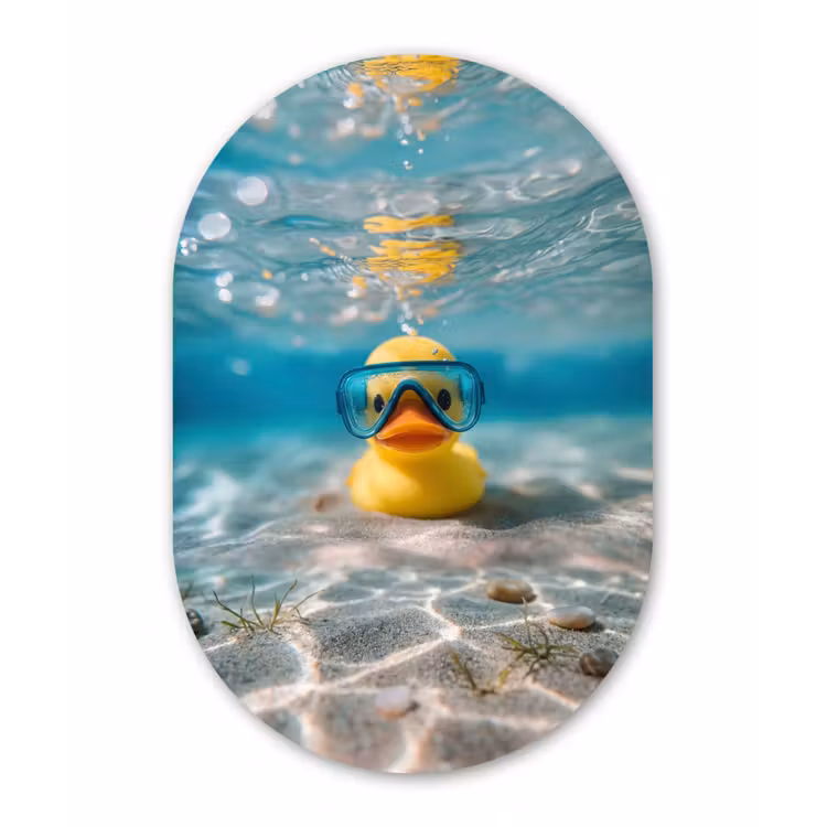 Duikbril - Eend - Water Wandcirkel Ovaal Forex klein -3d