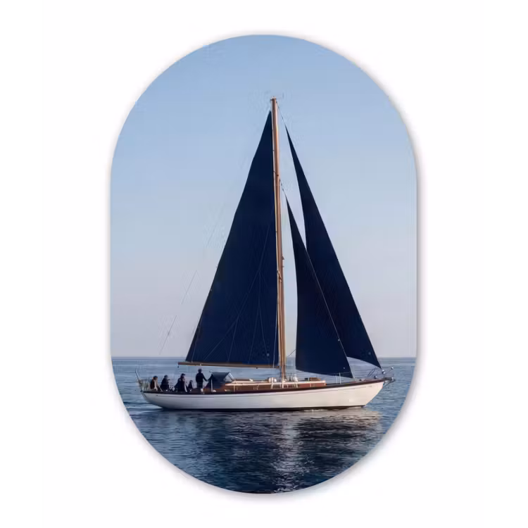 Zeilboot - Zee - Blauw Wandcirkel Ovaal Forex klein -3d