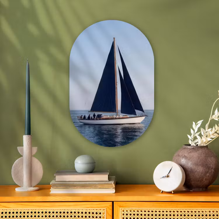 Zeilboot - Zee - Blauw Wandcirkel Ovaal Forex klein -sfeer2
