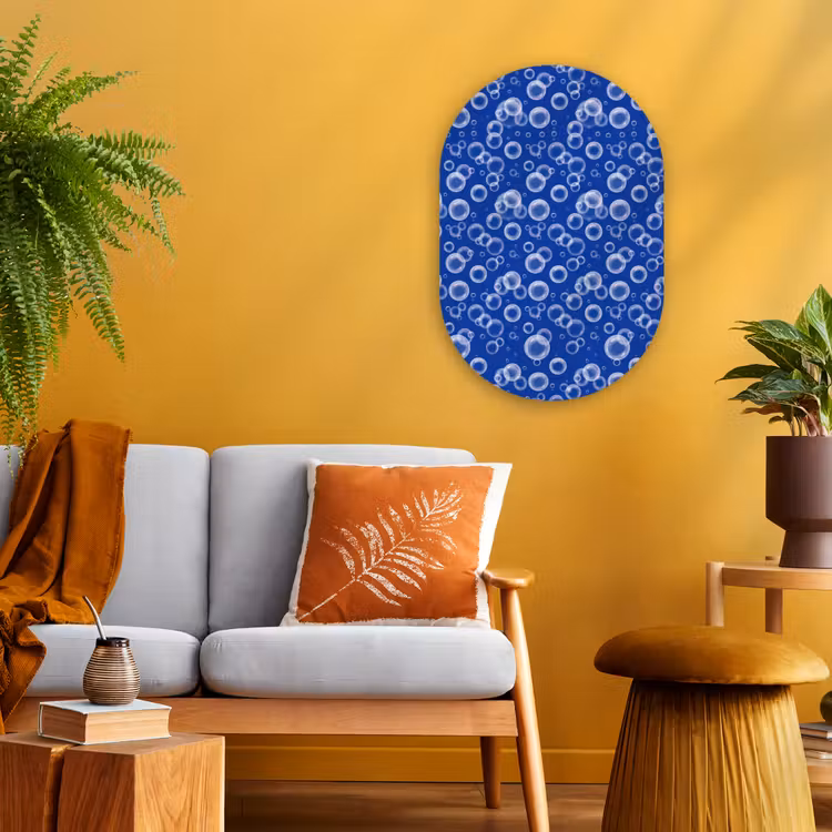 Bubbels - Patroon - Blauw Wandcirkel Ovaal Forex klein -sfeer4