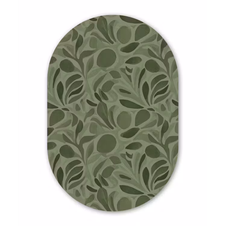 Sereen - Bladeren - Groen Wandcirkel Ovaal Forex klein 630 -3d