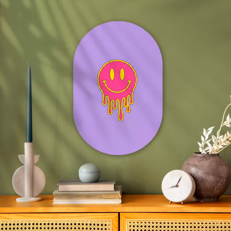 Smiley - Drip - Neon Wandcirkel Ovaal Forex klein -sfeer2