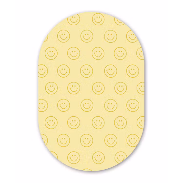 Smileys - Patroon - Retro - Zachtgeel Wandcirkel Ovaal Forex klein 630 -3d