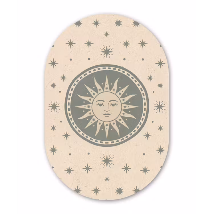 Zon - Sterren - Astrologie - Vintage - Groen Wandcirkel Ovaal Forex klein -3d