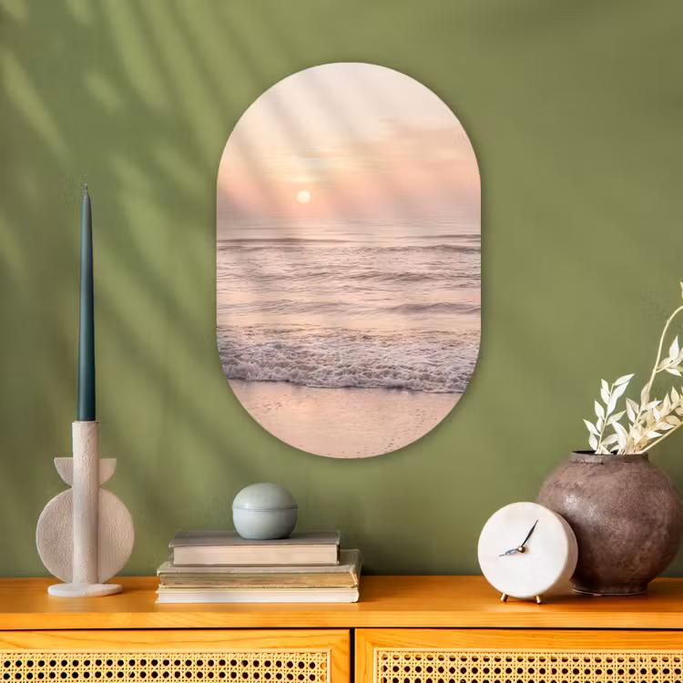 Zon - Strand - Roze Wandcirkel Ovaal Forex klein -sfeer2
