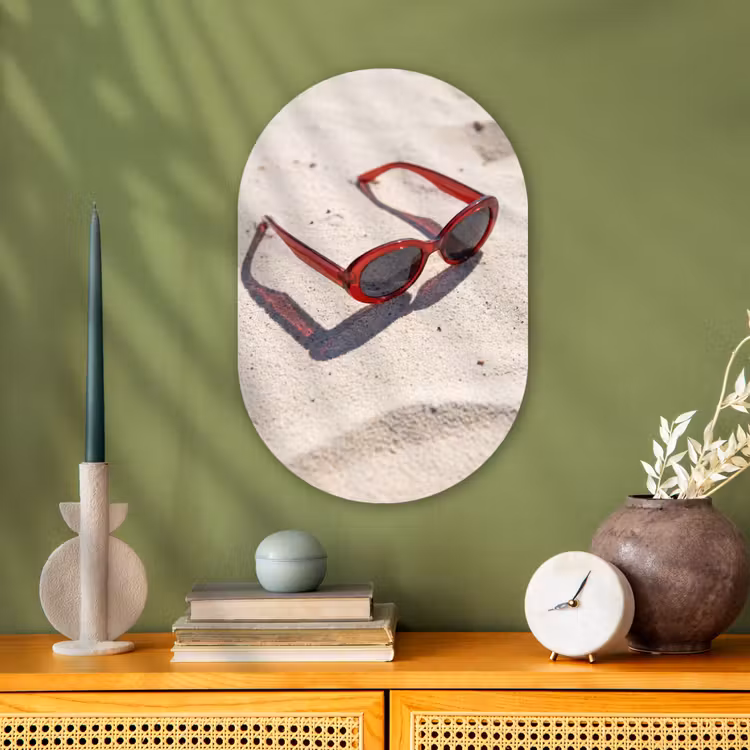 Zonnebril - Strand - Vakantie - Rood Wandcirkel Ovaal Forex klein -sfeer2