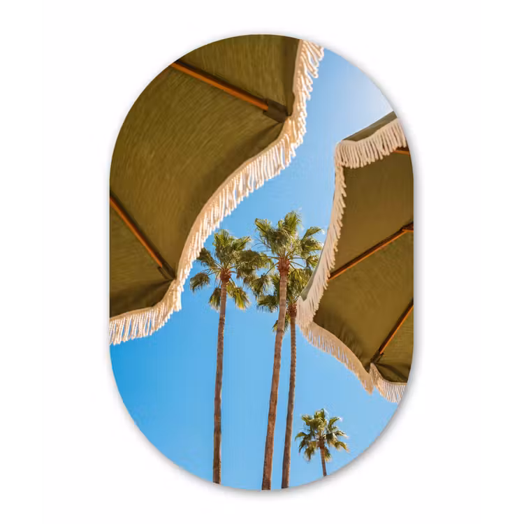 Parasol - Groen - Franjes - Zomer - Tropisch Wandcirkel Ovaal Forex klein -3d