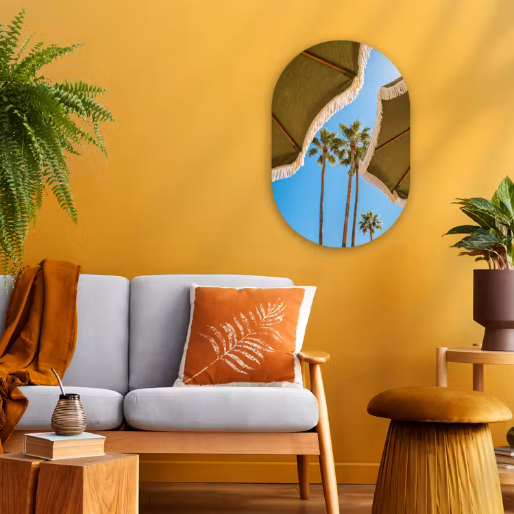 Parasol - Groen - Franjes - Zomer - Tropisch Wandcirkel Ovaal Forex klein -sfeer4