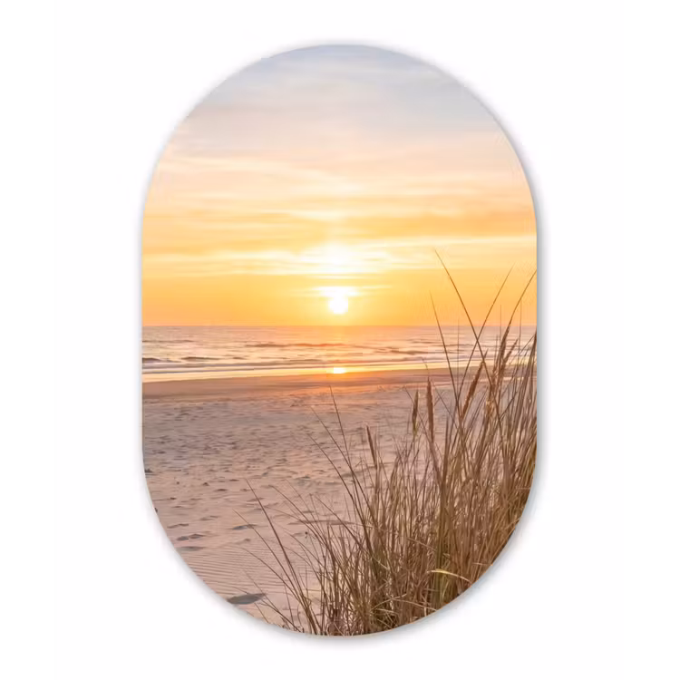 Zonsondergang - Duinen - Zee Wandcirkel Ovaal Forex klein -3d