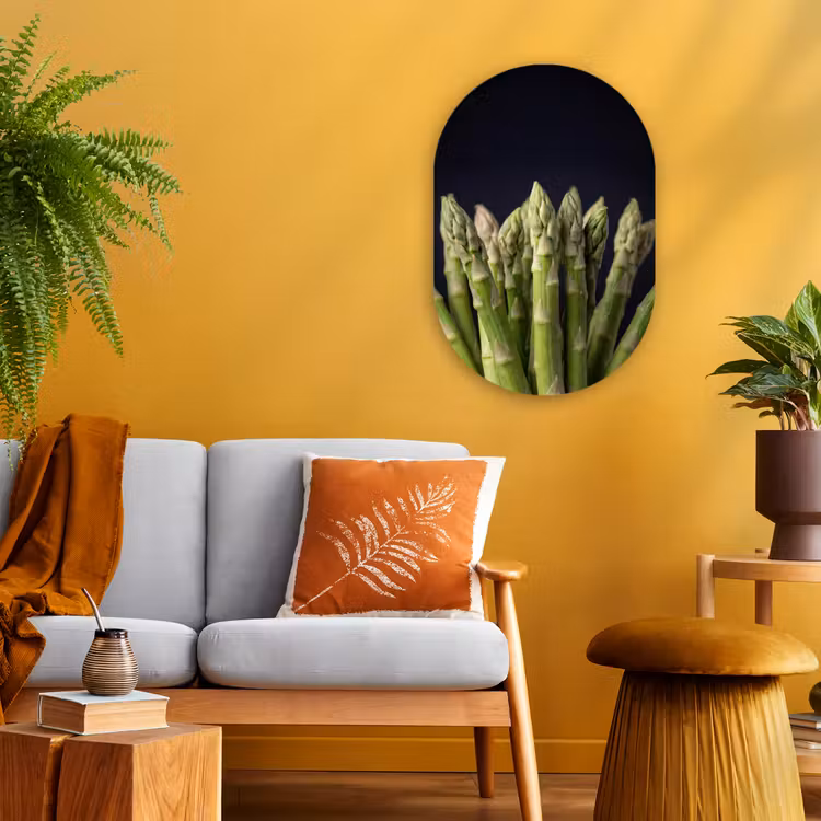 Asperges - Groen - Zwart Wandcirkel Ovaal Forex klein -sfeer4