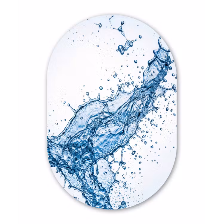 Spash - Water - Blauw Wandcirkel Ovaal Forex klein -3d
