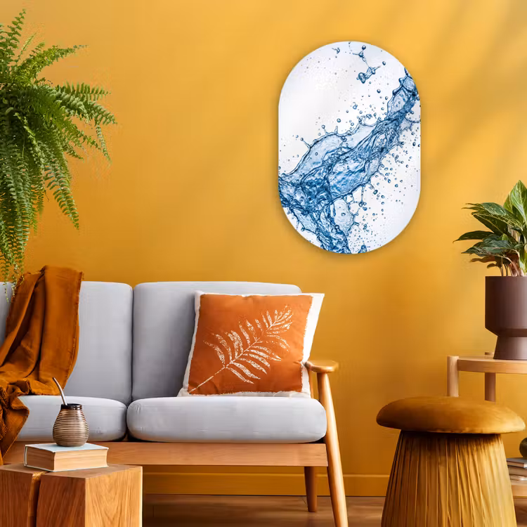 Spash - Water - Blauw Wandcirkel Ovaal Forex klein -sfeer4