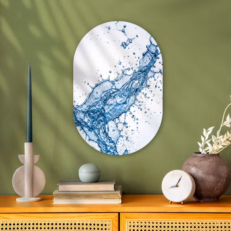 Spash - Water - Blauw Wandcirkel Ovaal Forex klein -sfeer2