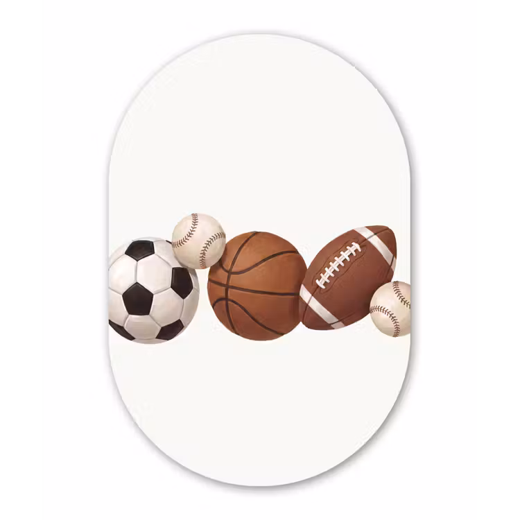 Sport - Ballen - Illustratie Wandcirkel Ovaal Forex klein -3d