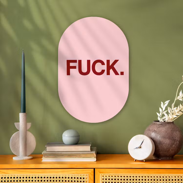 Statement - Krachtig - Roze Wandcirkel Ovaal Forex klein -sfeer2