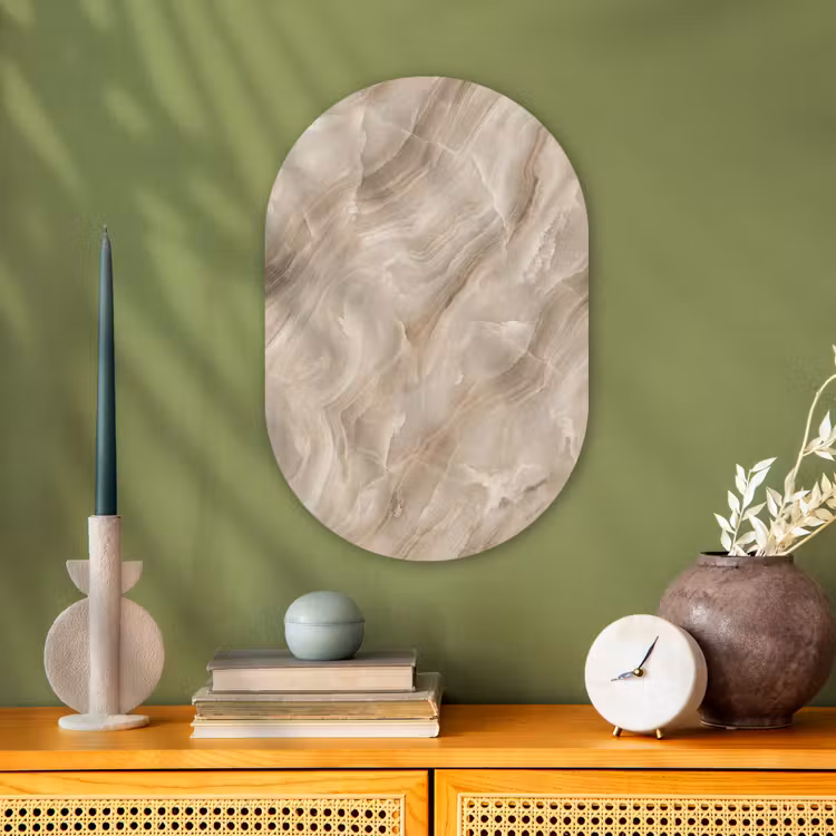 Steen - Golvend - Abstract - Beige Wandcirkel Ovaal Forex klein -sfeer2