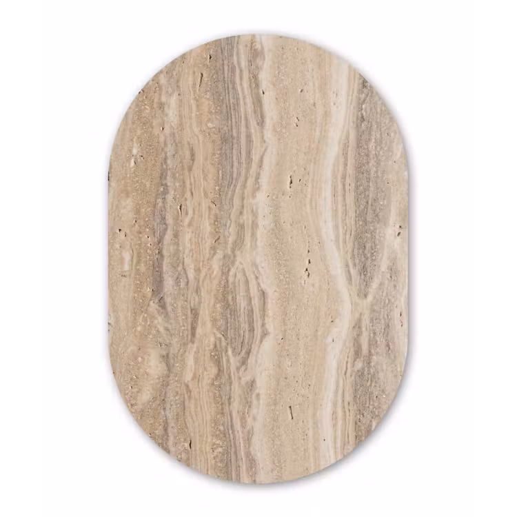 Steen - Patroon - Textuur - Natuurlijk - Beige Wandcirkel Ovaal Forex klein -3d