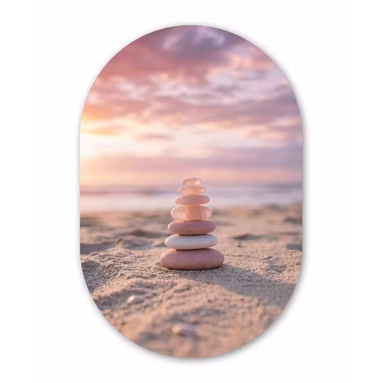 Stenen - Zand - Roze Wandcirkel Ovaal Forex klein -3d