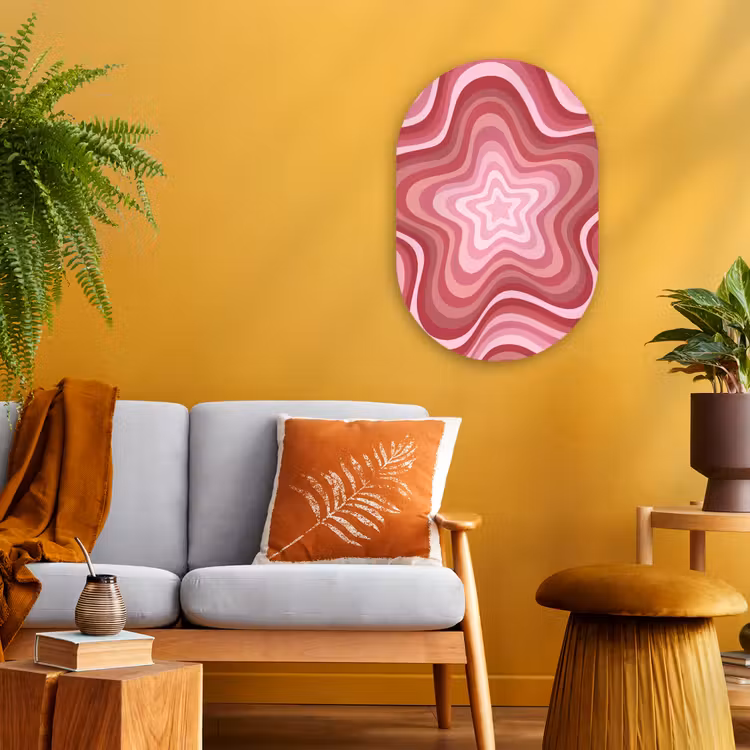 Ster - Golvend - Abstract - Roze Wandcirkel Ovaal Forex klein -sfeer4