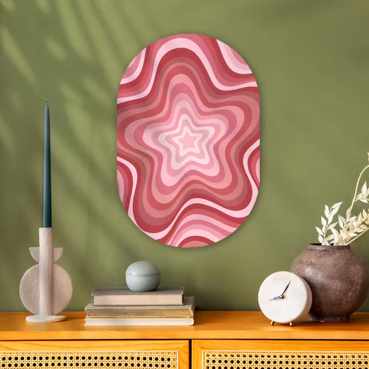Ster - Golvend - Abstract - Roze Wandcirkel Ovaal Forex klein -sfeer2