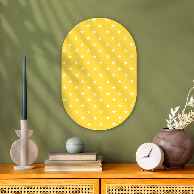 Sterren - Patroon - Minimalistisch - Geel Wandcirkel Ovaal Forex klein 630 -sfeer2