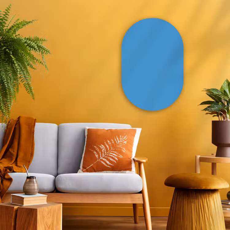 Steel - Blue - Blauw Wandcirkel Ovaal Forex klein 630 -sfeer4