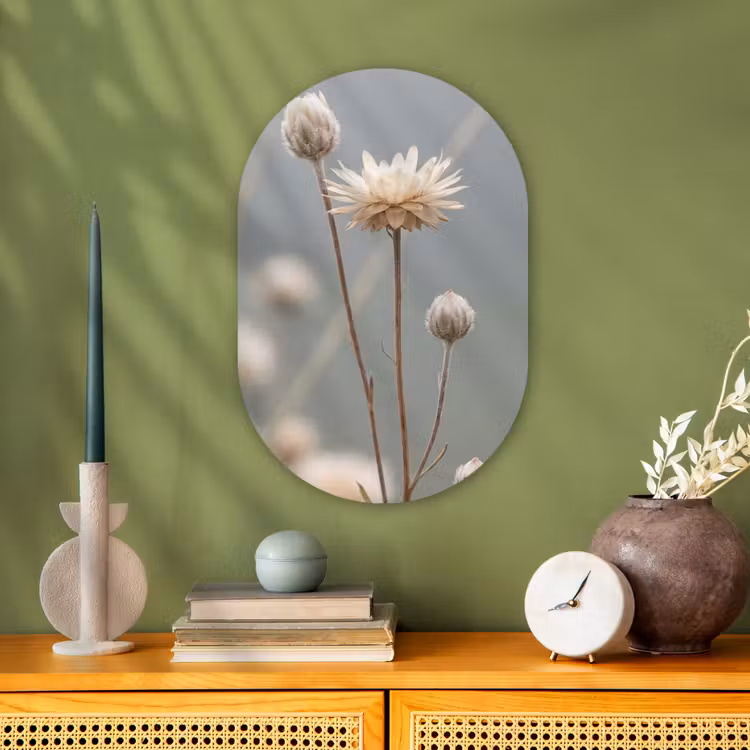 Strobloemen - Wit - Daglicht Wandcirkel Ovaal Forex klein -sfeer2