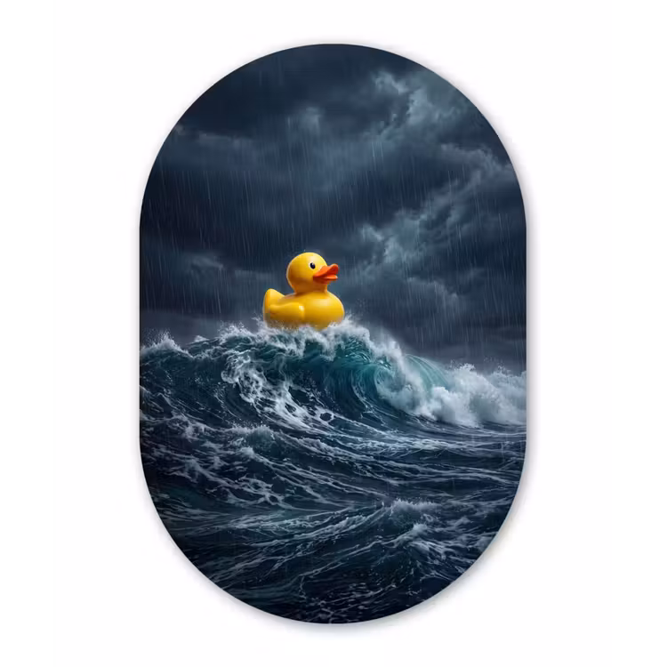 Storm - Badeend - Golven Wandcirkel Ovaal Forex klein -3d