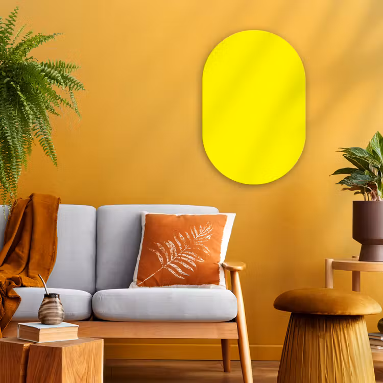 Sunshine - Glow - Geel Wandcirkel Ovaal Forex klein 630 -sfeer4