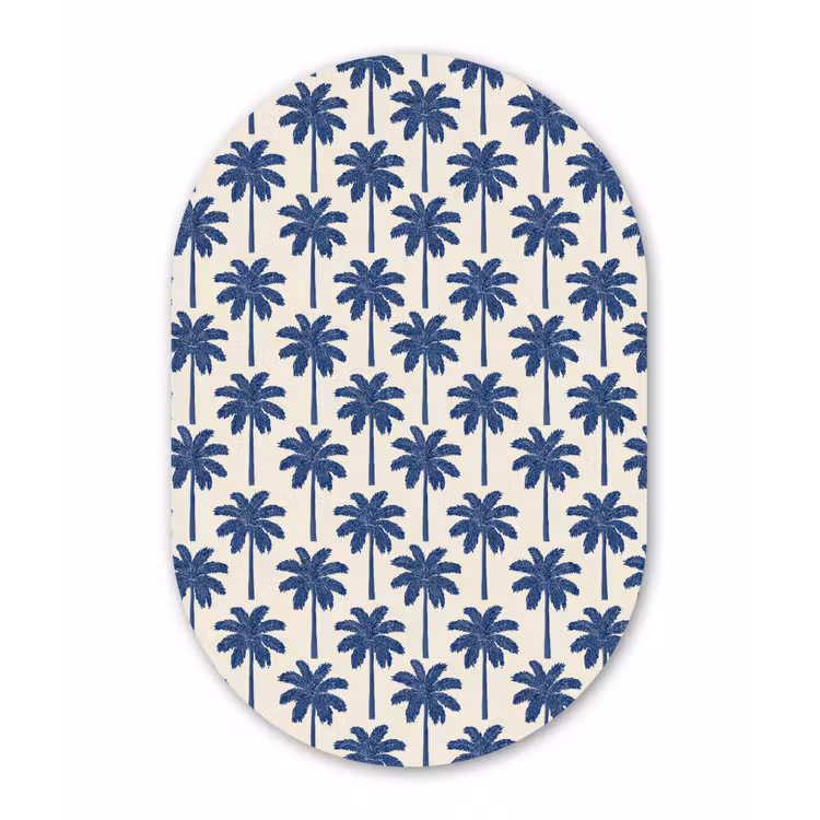 Symmetrisch - Palm - Blauw Wandcirkel Ovaal Forex klein 630 -3d