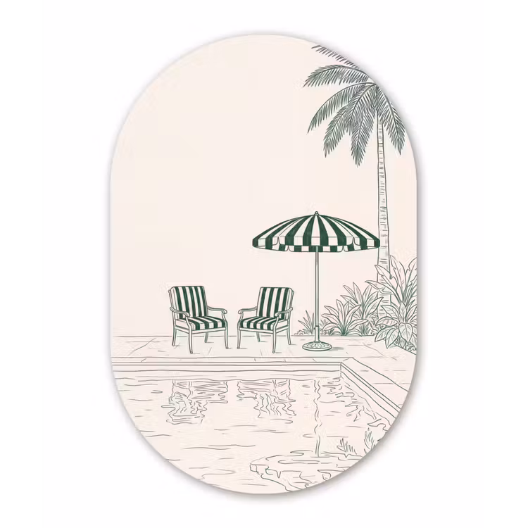 Terras - Illustratie - Groen Wandcirkel Ovaal Forex klein -3d
