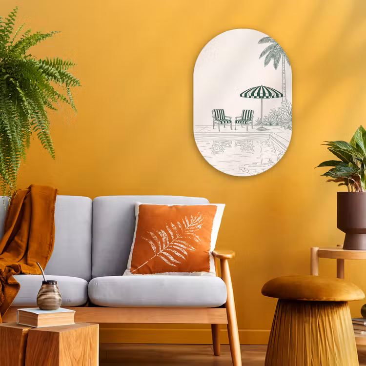 Terras - Illustratie - Groen Wandcirkel Ovaal Forex klein -sfeer4