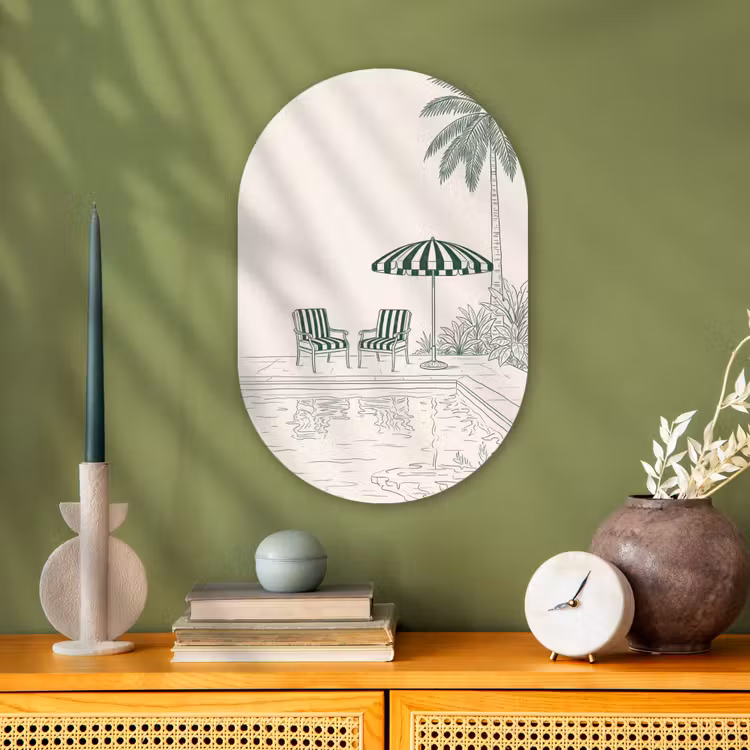 Terras - Illustratie - Groen Wandcirkel Ovaal Forex klein -sfeer2
