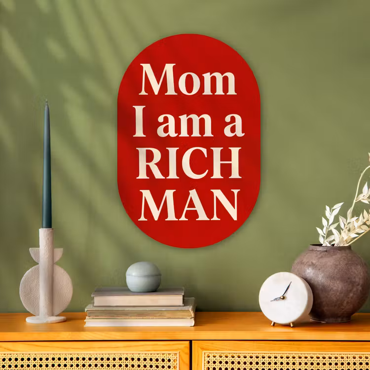 Tekst - Rijkdom - Motivatie - Rood - Modern Wandcirkel Ovaal Forex klein -sfeer2