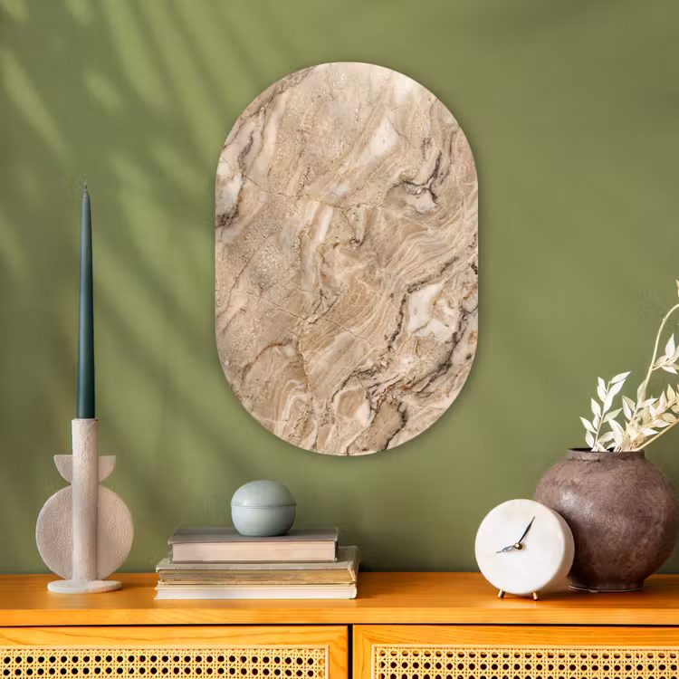 Textuur - Aders - Abstract - Modern - Beige Wandcirkel Ovaal Forex klein -sfeer2