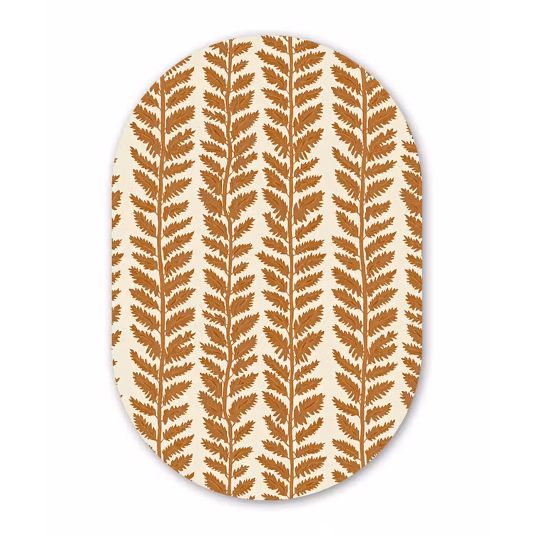 Textuur - Bladeren - Oker Wandcirkel Ovaal Forex klein 630 -3d