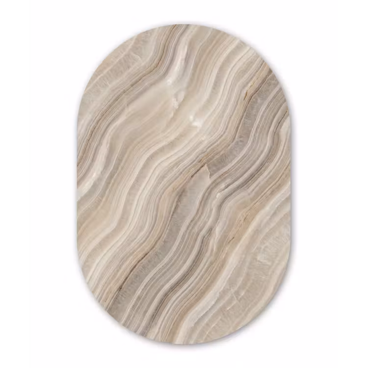 Textuur - Golvend - Abstract - Modern - Beige Wandcirkel Ovaal Forex klein -3d