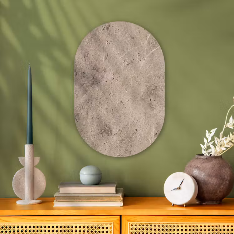 Textuur - Steen - Patroon - Rustiek - Beige Wandcirkel Ovaal Forex klein -sfeer2