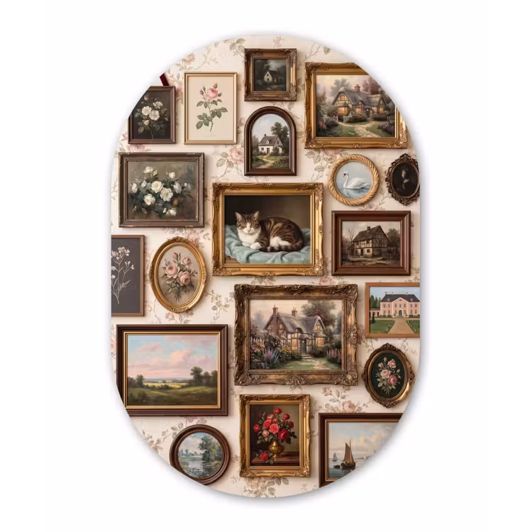Dier - Kat - Portret - Klassiek Wandcirkel Ovaal Forex klein -3d