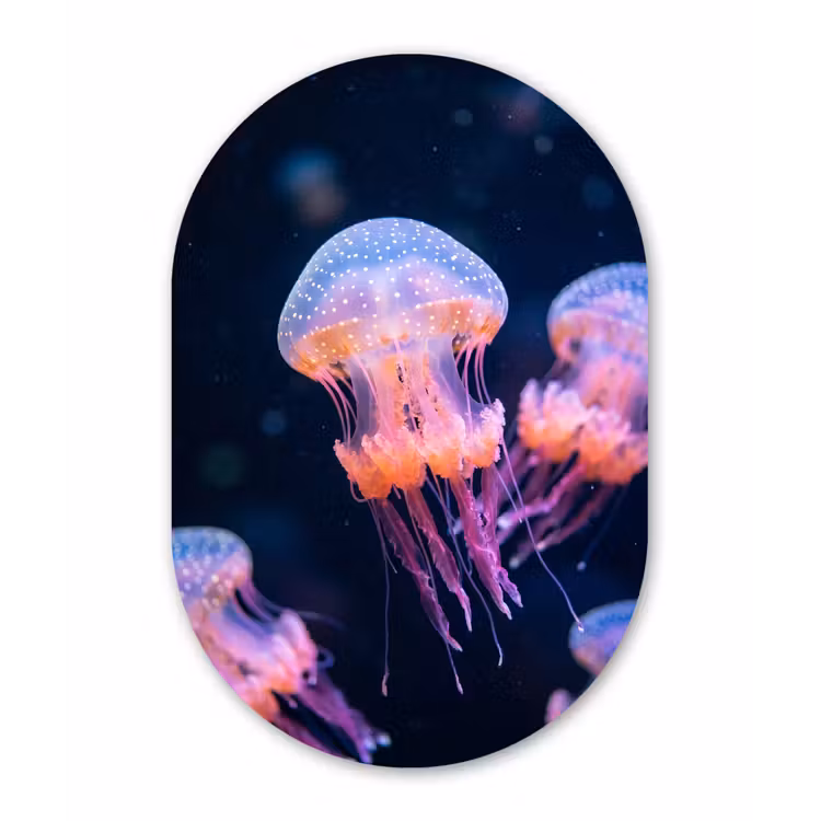 Dier - Onderwater - Natuur - Roze - Mysterieus Wandcirkel Ovaal Forex klein -3d